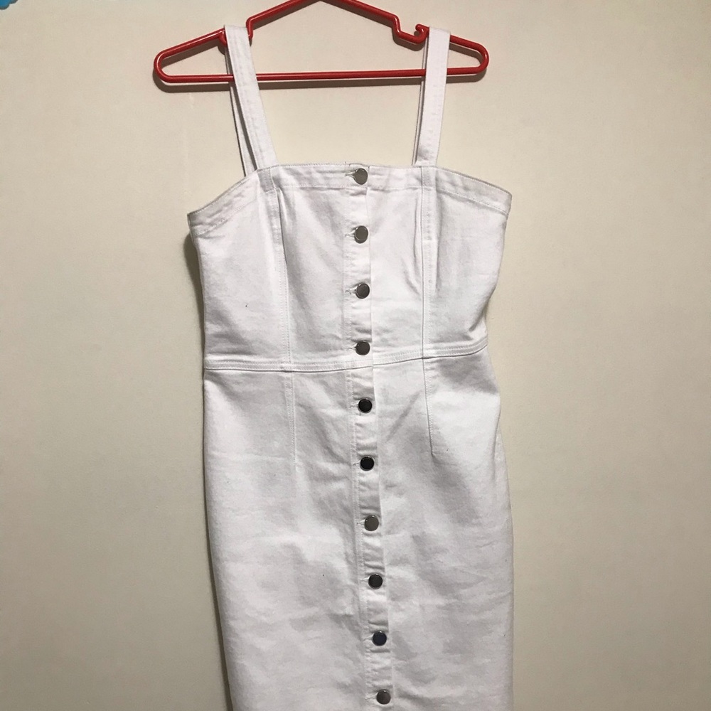White Button Down Denim Dress